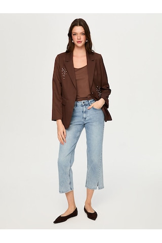 Taş Süslemeli Blazer Ceket S26ckt028 Us26ckt02830 Kahve