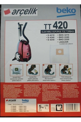 20 Adet Arçelik Uyumlu Beko Tt420 Elektrikli Süpürge Toz Torbası