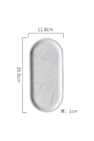 Beyaz Mermer Seramik Depolama Tepsi Oval Elips Meyve Tepsisi Dekoratif Plaka Takı Yiyecek Tatlı Depolama Çanak Dekorasyon Depolama Tepsileri Beyaz Ahşap - Gri