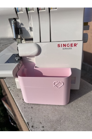 Singer Overlok Makinası Çöp Kutusu Pembe