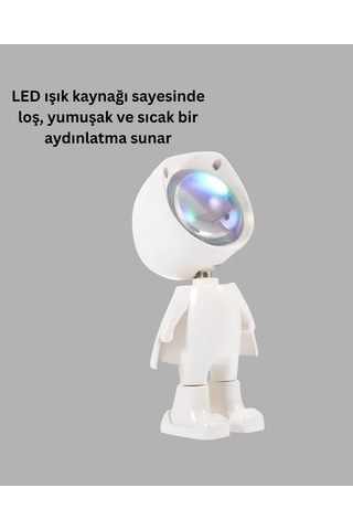 Gün Batımı Efekti Sunan Astronot Led Masa Lambası Yeni Nesil Antrasit Melanj