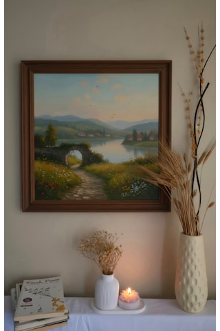 Minimalist Çizgili Vazo, Lotus Mum Ve Sunum Tepsili Beton Dekorasyon Seti 001 - Beyaz