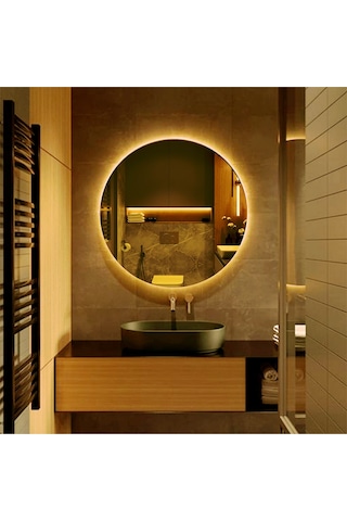Dekoratif Led Işıklı Yuvarlak Banyo Ve Konsol Aynası Şeffaf