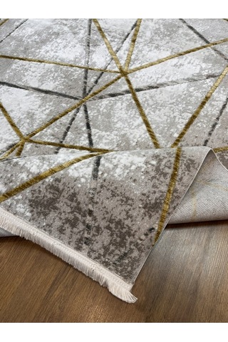 Akrilik Sarı, Gri, Krem Makina Halısı 160x230 Sarı, Gri, Krem