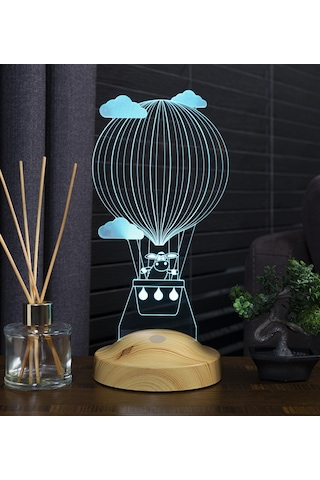 Çocuk Odası Aydınlatması, 3 Boyutlu Kuzulu Balon Bebek Lambası Beyaz - Kahverengi