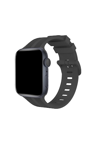Gld-spt- Newface Apple Uyumlu Watch 38mm Kr408 Çizgili Silikon Kordon - Koyu Gri