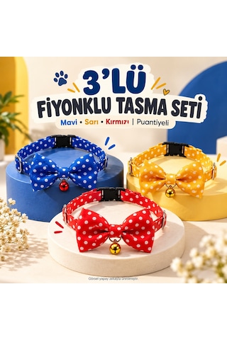 Zilli Kedi Papyon Tasması 3'lü Avantaj Seti