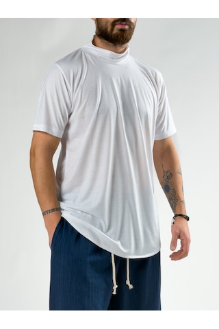Cocopelli Beyaz Boğazlı Tasarım Erkek T-shirt Coc2746 Beyaz