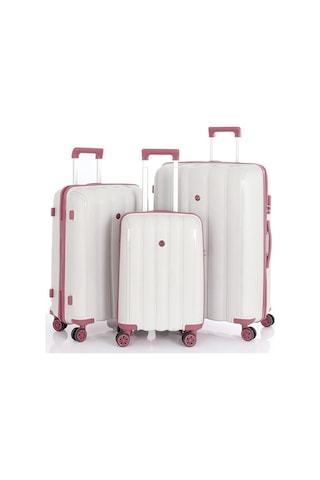 Mçs 3lü Set Kırılmaz Silikon Seyahat Valizi Bavulu V305 Kemik Kpudra Bej