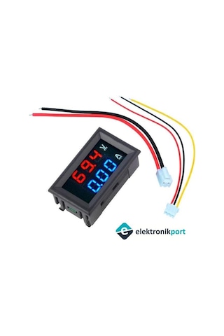 Elektronikport-Dijital Voltmetre Ampermetre Dc 100V 10A 0.56 İnch (Mavi + Kırm