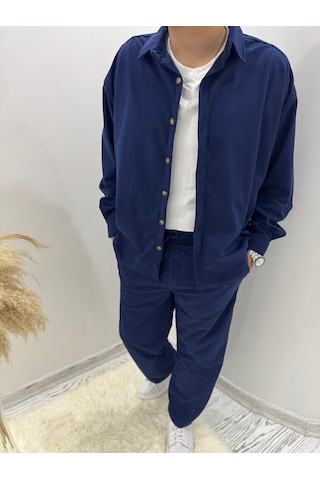 La Boum Kadife Gömlek Pantalon İkili Takım - Rahat Kesim Lacivrert