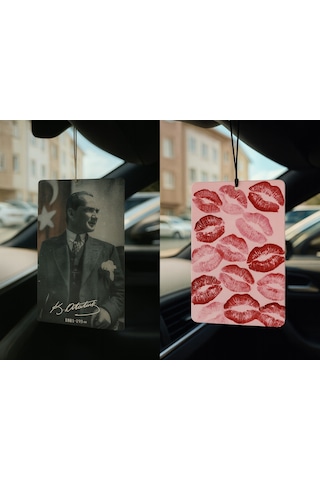 Atatürk Ve Öpücük - İkili Oto Kokusu - Dekoratif Araç Kokusu Ve Aksesuarı