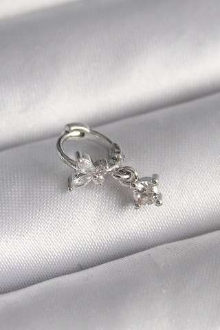 Dodes Dodes 316l Çelik Gümüş Renk Zirkon Taşlı Kelebek Model Sallantı Detay Tragus Piercing Tg27pr12 Çok Renkli