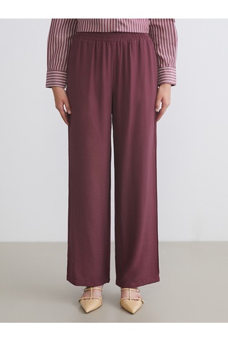 Lcw Modest Mürdüm Beli Lastikli Geniş Paça Kadın Pantolon