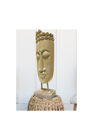 Ahşap Dekoratif Büyük Buda Mask 60cm Albızıa Wood