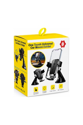 Exe One Touch Universal Araç İçi Telefon Tutucu 360 Döner Cam Ve Torpido Uyumlu