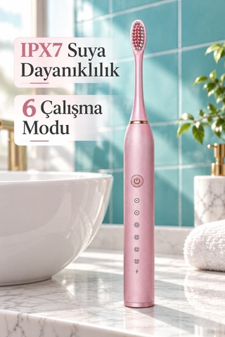 Pembe Şarjlı Elektrikli Diş Fırçası 6 Modlu Tkndy-bsva4969