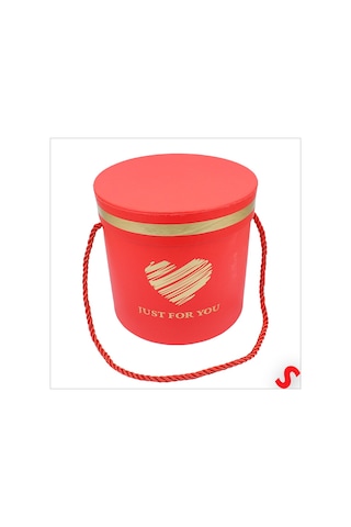 Just For You Silindir Hediye Kutusu 15,5 Cm Orta Boy Kırmızı