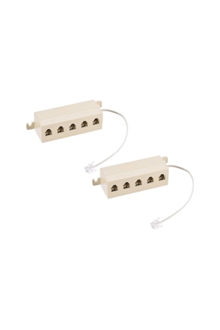 Chester Rj11 1 Erkek 5 Dişi Telefon Kablosu Çoklayıcı Dağıtıcı Adaptör Bej