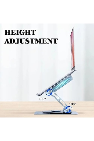 Daytona 804d 360 Derece Dönebilir Alüminyum Katlanabilir Laptop Macbook Standı Koyu Gri