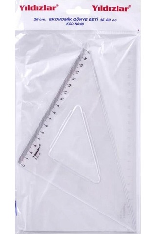 Gönye 45 60 Plastik 2 Li Takım 26 CM Yıldızlar Gönye Takımı 1 Pak