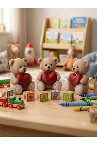 El Yapımı 3d Baskı Teddy Ayıcık Üçlüsü -