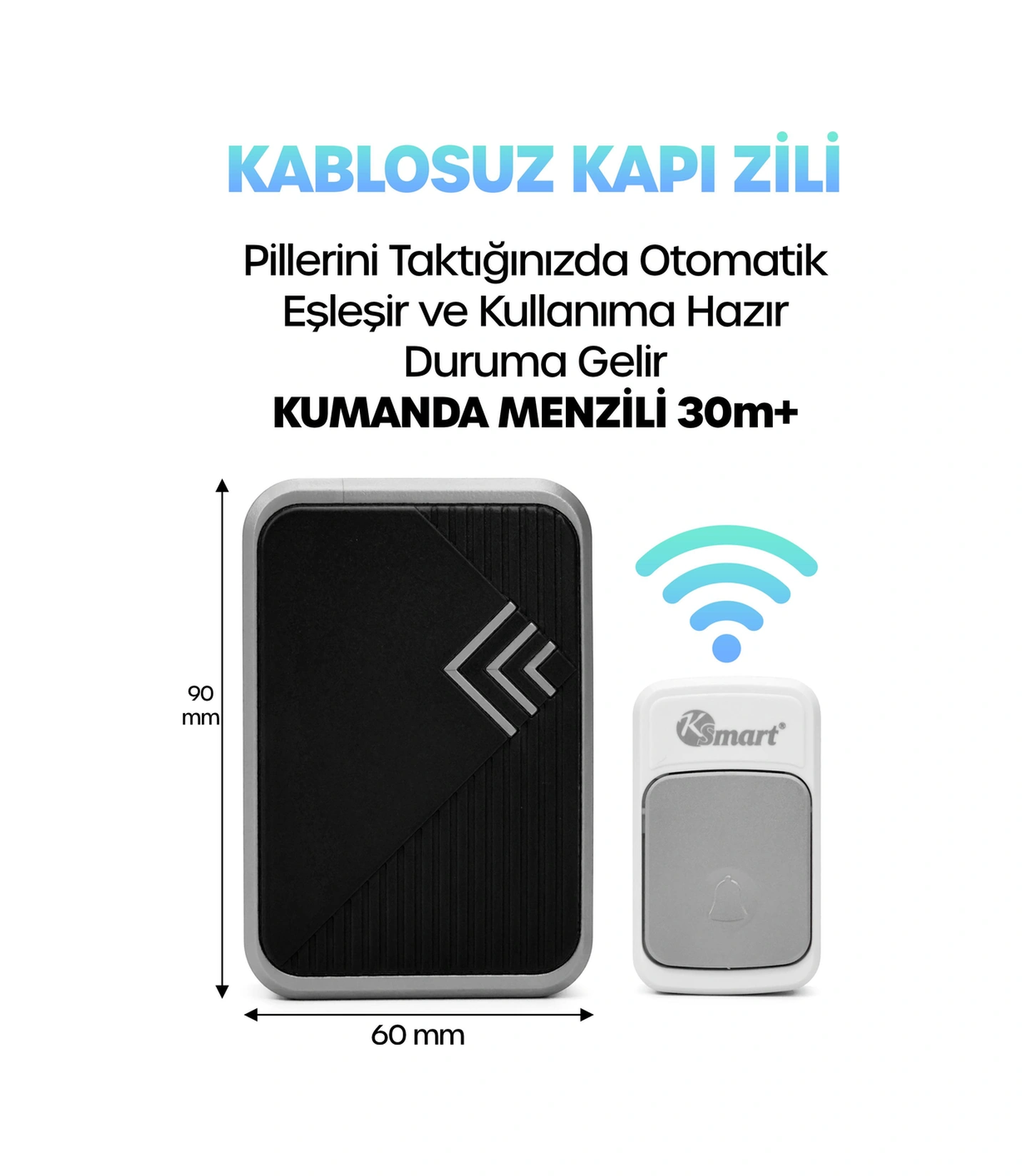 Kablosuz Uzaktan Kumanda Kapı Zili Işıklı Uzun Menzilli Pilli 36 Farklı Melodili Renkli 9426