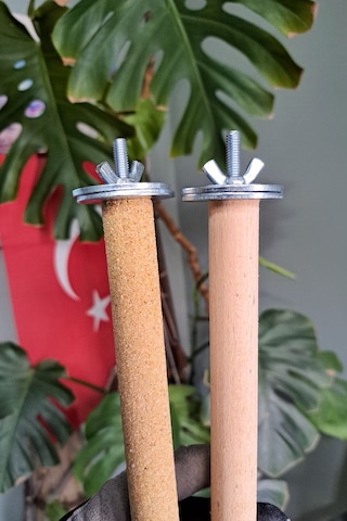 Vixpet Doğal Ahşap Papağan Tünek & Pedikür Kumlu Tünek – Ayak Bakımı ve Tüneme İçin | 25 cm - 18 mm