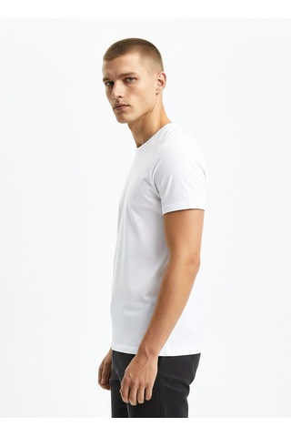 Alpha Studio Beyaz Erkek Pamuklu T-shirt Au-1370c T-shırt Woven