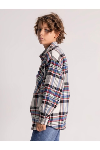 Erkek Çocuk Pamuklu Ekose Oduncu Gömlek Rahat Kalıp Çok Renkli