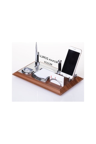 Wood Art Masaüstü İsimlik Seti Ahşap Ofis Masa İsimliği