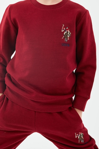 U.S. Polo Assn Lisanslı Klasik Bordo Erkek Çocuk Bisiklet Yaka Eşofman Takım Bordo