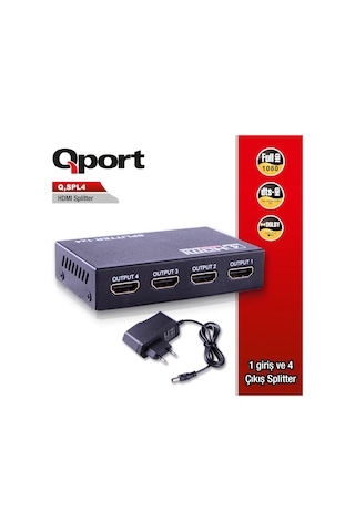 Qport Full Hd 1 Gırıs 4 Cıkıs Hdmı Splıtter Sınyal Cogaltıcı Q-spl4