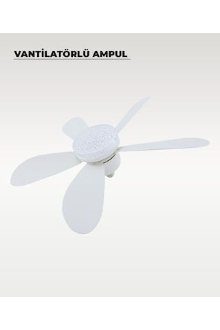 5 Kanatlı Vantilatör Led Ampul 3 Renk - Kumandalı 1 Adet