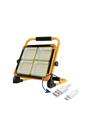 Güneş Enerjili İkaz Lambalı Portatif Led Projektör 100 Watt L Aya