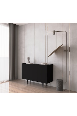 Enwood Capella Siyah Mdf 3 Kapaklı Raflı 120 Lık Konsol