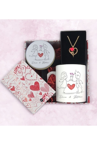 BK Gift Sevgiliye Özel Kutuda Hediye Seti, Kupa Bardak, Sevgili Hediyesi, Aşk Kolyesi, Kokulu Mum,Yıl Dönümü Hediyesi-1