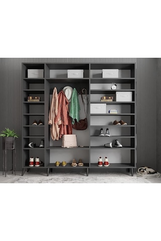 Açelya Portmanto Vestiyer Füme - Montaj Dahil 225cm M12