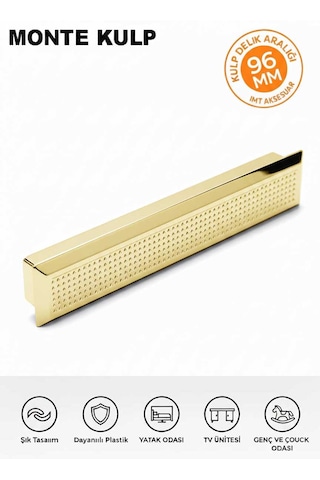 Lüks Monte 96 Mm Mobilya Çekmece Dolap Yatak Odası Şifonyer Genç Ve Çocuk Odası Kulpu Gold
