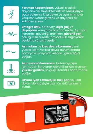Xiaomi Mi Robot Vacuum S10t Uyumlu Batarya 6400mah