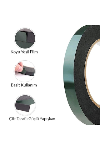 Çift Taraflı Siyah Köpük Bant 25 Mm X 10mt.