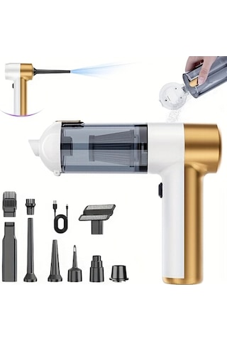 Fochsia White Golden 16000pa Yüksek Emiş Güçlü Kablosuz El Süpürgesi 100w Usb Şarjlı Ev Araç İçin Taşınabilir