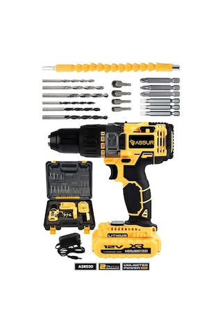 12V Çift Akülü Metal Şanzıman Taşıma Çantalı Led Işıklı Akülü Vidalama Şarjlı Matkap -