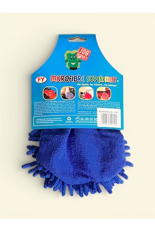 Mikrofiber Araç Temizlik Eldiveni Çift Taraflı Yıkama Araba Motor Jant İç Temizlik Eldiveni Mavi