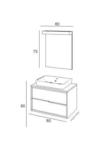 Denko Matia 80 Cm Mdf Retro Gümüş Banyo Dolabı Takımı Gümüş