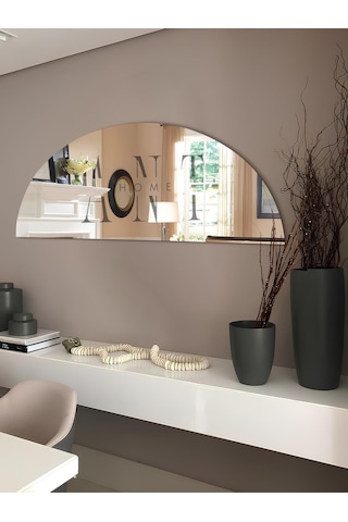 200x100 Cm Yarımay Dekoratif Ayna, Konsol Aynası, Hol Aynası, Dresuar Aynası 200 X 100 Gümüş
