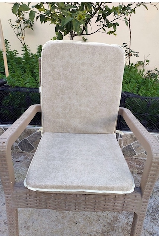 1 Adet Rattan Arkalıklı Sandalye Minderi Kalınlık 4cm -primer Bej Bej