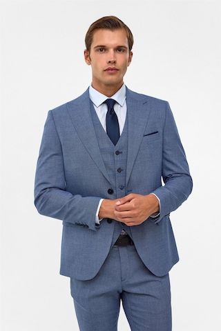 Buz Mavi Slim Armürlü Sivri Yaka 6 Drop Takım Elbise-38699 Buz Mavi