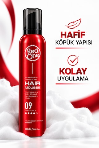 Redone Profesyonel Hair Styling Mousse Strong Hold No:9 & Kolay Şekillendirme, Güçlü Ve Esnek Tutuş 300 Ml