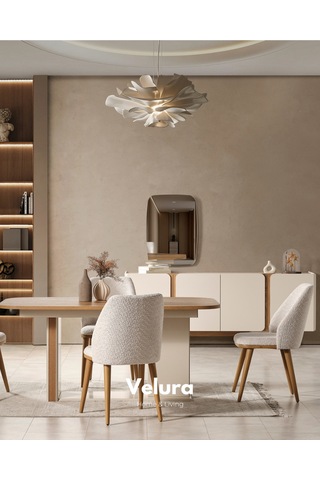 Aura Yemek Masası + 4 Sandalye Ekru